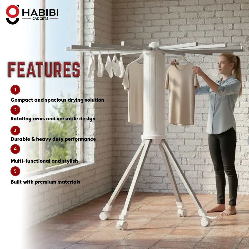 Foldable 360° Rotating Clothes Drying Stand